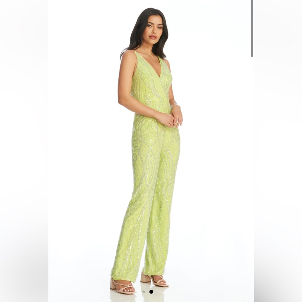 NWT Dress the Population Black Label Lemongrass Sequin Sparkle Jumpsuit